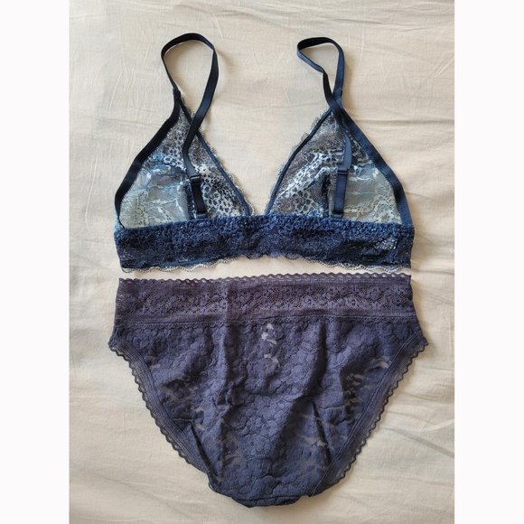 GAP Blue Ombre Bralette (S) and Grey Lace Panty (XS) set - Picture 4 of 5